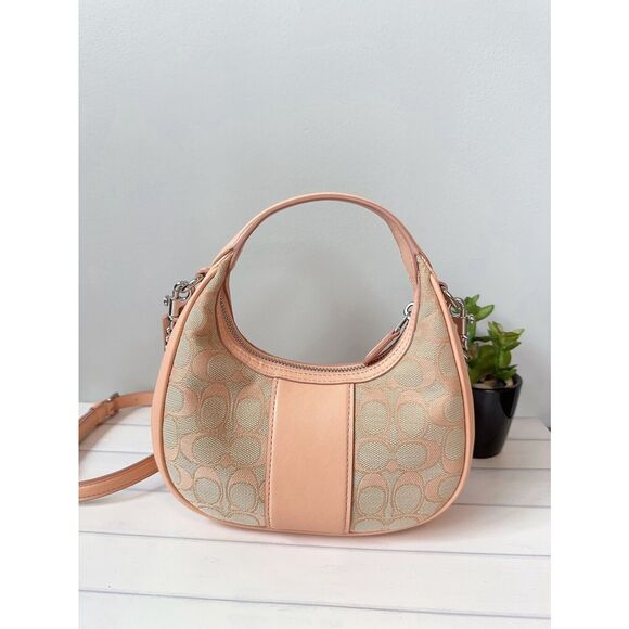 NWT Coach CT773 Carmen Mini Crossbody In Signature Jacquard In SV/Faded Blush - Picture 4 of 6